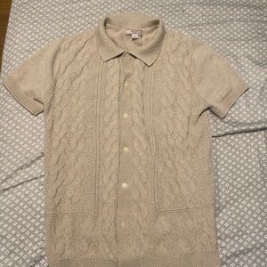 Rare Wallace & Barnes Oatmeal Cable Knot Short Sleeve Polo. XS
